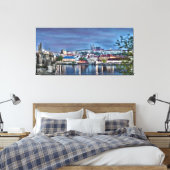 Praag Kasteel Vltava rivier nacht Canvas Afdruk (Insitu (Slaapkamer))