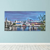 Praag Kasteel Vltava rivier nacht Canvas Afdruk (Insitu (Houten vloer))