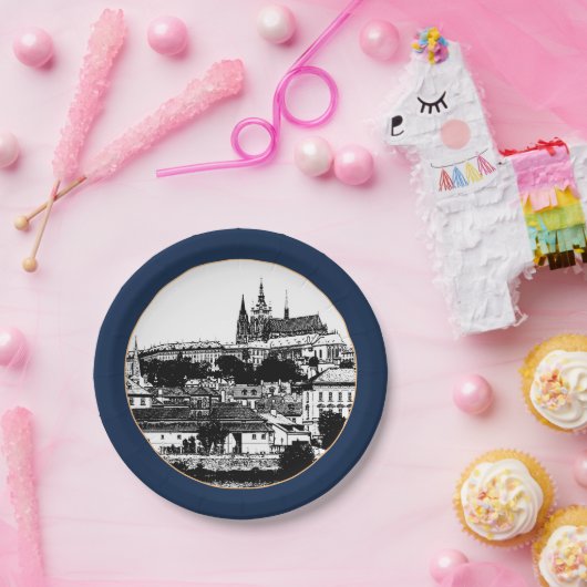 Praag, kathedraal, Castle - Tsjechisch papier (Par Papieren Bordje (Feest)