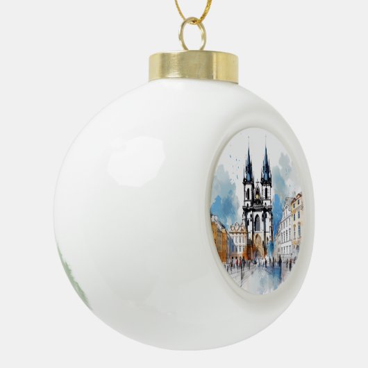 Praag Keramische Bal Ornament (Links)