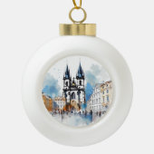 Praag Keramische Bal Ornament (Voorkant)