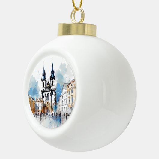 Praag Keramische Bal Ornament (Rechts)