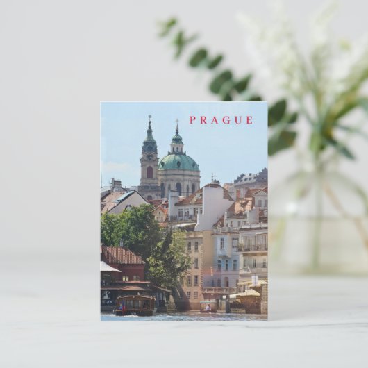 Praag kerk uitzicht briefkaart (Staand voorkant)
