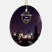 Praag Kerstmis, foto van cityscape Keramisch Ornament (Rechts)