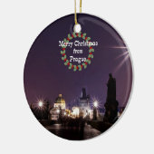 Praag Kerstmis, foto van cityscape Keramisch Ornament (Links)