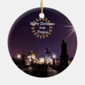 Praag Kerstmis, foto van cityscape Keramisch Ornament (Achterkant)