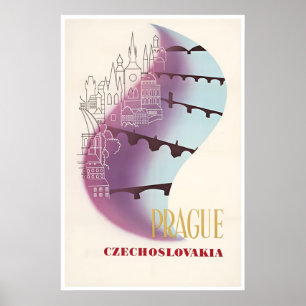 Praag Kunst Tsjechisch Reisposter Tsjechoslowakije Poster