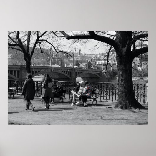 Praag - Mala Strana Uitzicht met Selectieve Kleur Poster (Voorkant)