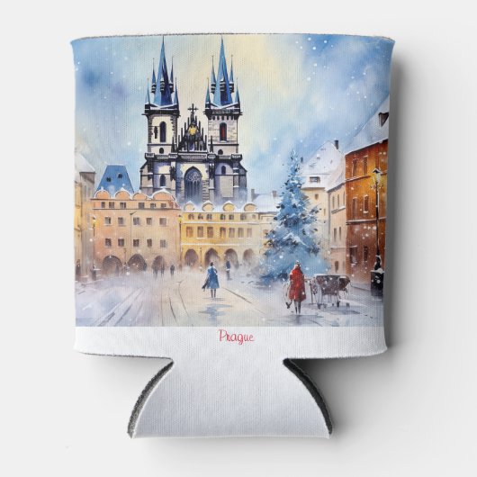 Praag nacht in Tsjechië Blikjeskoeler (Voorkant)