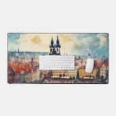 Praag nacht in Tsjechië Bureaumat (Keyboard & Muis)