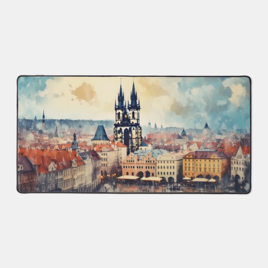 Praag nacht in Tsjechië Bureaumat (Voorkant)