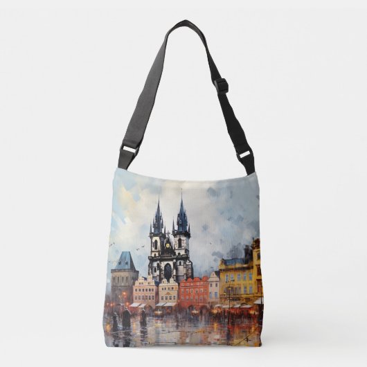 Praag nacht in Tsjechië Crossbody Tas (Voorkant)