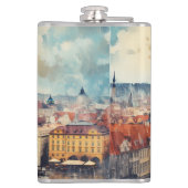 Praag nacht in Tsjechië Heupfles (Achterkant)