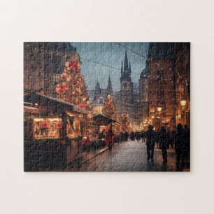 Praag nacht in Tsjechië Legpuzzel