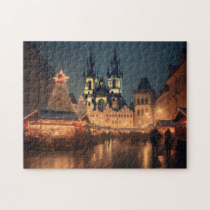 Praag nacht in Tsjechië Legpuzzel