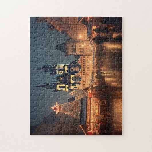 Praag nacht in Tsjechië Legpuzzel (Verticaal)