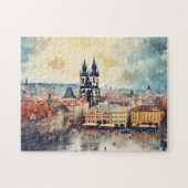 Praag nacht in Tsjechië Legpuzzel (Horizontaal)