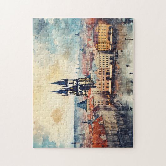 Praag nacht in Tsjechië Legpuzzel (Verticaal)