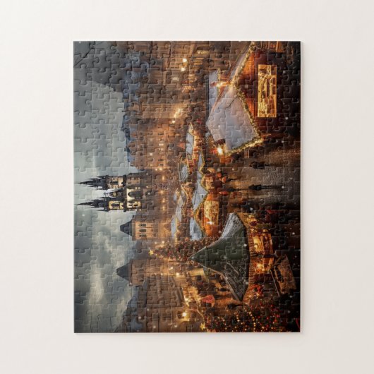 Praag nacht in Tsjechië Legpuzzel (Verticaal)