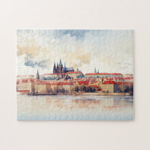 Praag nacht in Tsjechië Legpuzzel