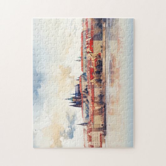 Praag nacht in Tsjechië Legpuzzel (Verticaal)