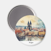 Praag nacht in Tsjechië Magneet (Voorkant / Achterkant)