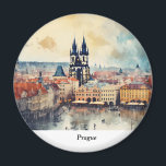 Praag nacht in Tsjechië Magneet<br><div class="desc">Praag schemering,  schilderachtig middeleeuwse stad in Bohemen,  Tsjechië.</div>