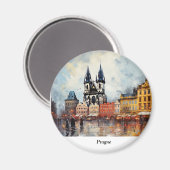 Praag nacht in Tsjechië Magneet (Voorkant / Achterkant)