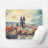 Praag nacht in Tsjechië Muismat (Met muis)