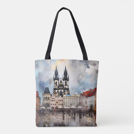 Praag nacht in Tsjechië Tote Bag (Achterkant)