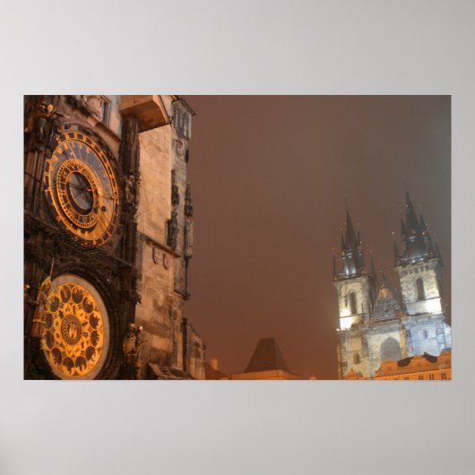 Praag op nachtdruk poster (Voorkant)