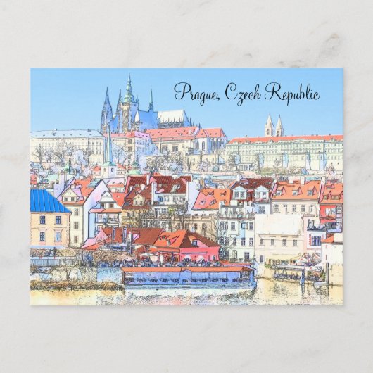 Praag op pastencaart briefkaart (Voorkant)