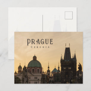 Praag Oude Stad zonsopgang, Tsjechië reis foto Briefkaart