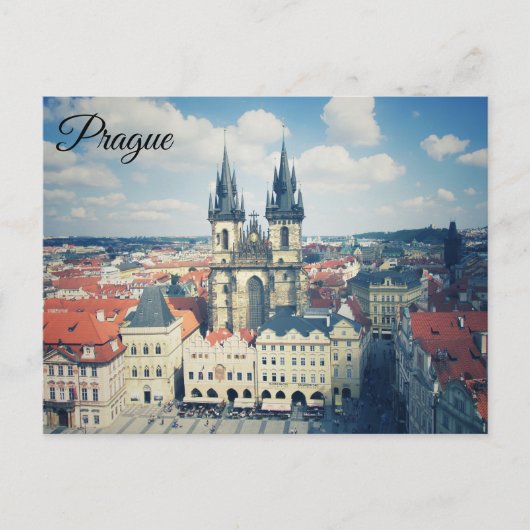 Praag oude stadsplein briefkaart (Voorkant)