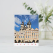 Praag Oude Stadsplein kerk uitzicht briefkaart (Staand voorkant)