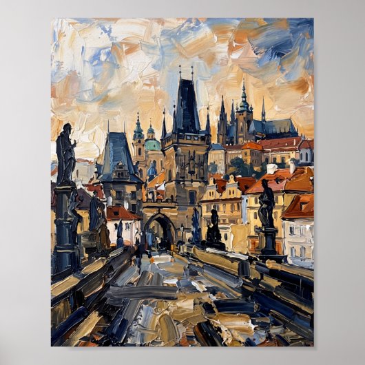 Praag Poster Luxe Abstracte Olie Schildering (Voorkant)