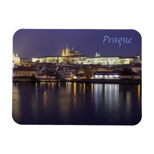 Praag Rivier en kasteel uitzicht souvenir foto Magneet (Horizontaal)