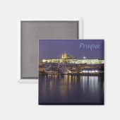Praag Rivier en kasteel uitzicht souvenir foto Magneet (Voorkant / Achterkant)
