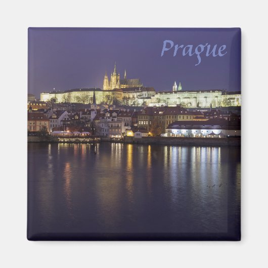 Praag Rivier en kasteel uitzicht souvenir foto Magneet (Voorkant)