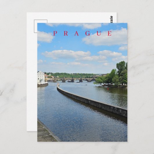 Praag rivier Vltava uitzicht briefkaart (Voorkant / Achterkant)