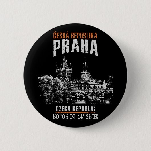 Praag Ronde Button 5,7 Cm (Voorkant)