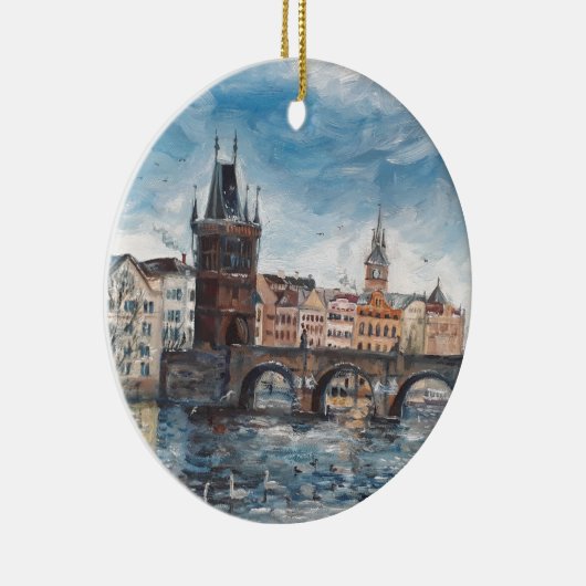 Praag - schilderij van de brug keramisch ornament (Rechts)