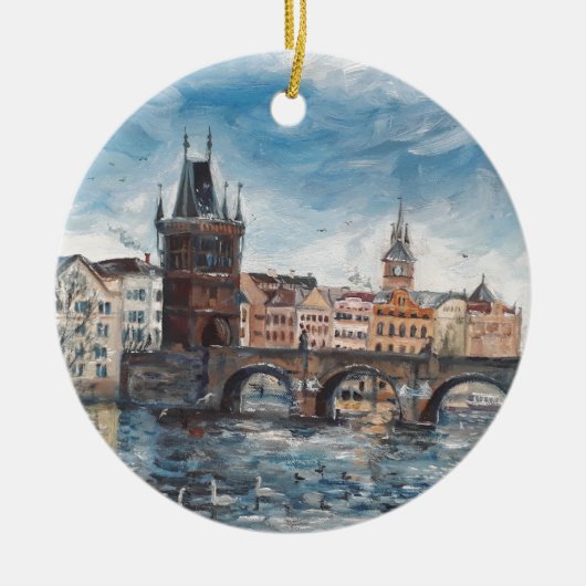 Praag - schilderij van de brug keramisch ornament (Voorkant)