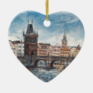 Praag - schilderij van de brug keramisch ornament