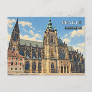 Praag Sint-Vituskathedraal in gouden licht Briefkaart