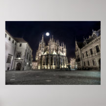 Praag St.Vitus Kathedraal East Night Poster