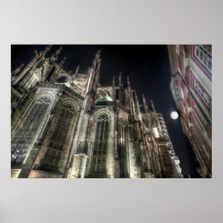 Praag St.Vitus kathedraal nacht Poster