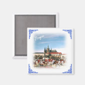 Praag stad en kasteel-Tsjechische republiek magnee Magneet (Voorkant / Achterkant)