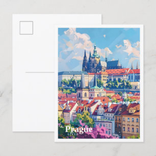 Praag Stad Tsjechië Kunst Vintage Reizen Briefkaart