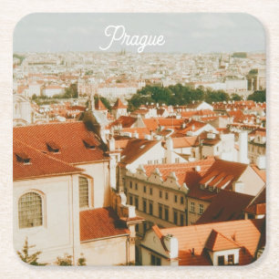Praag stadsgezicht souvenir kartonnen onderzetters